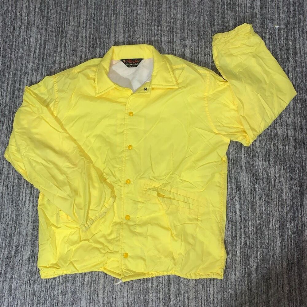 Pla Jac by Dunbrooke Mens Size Medium‎ Snap Front Windbreaker Yellow Patches